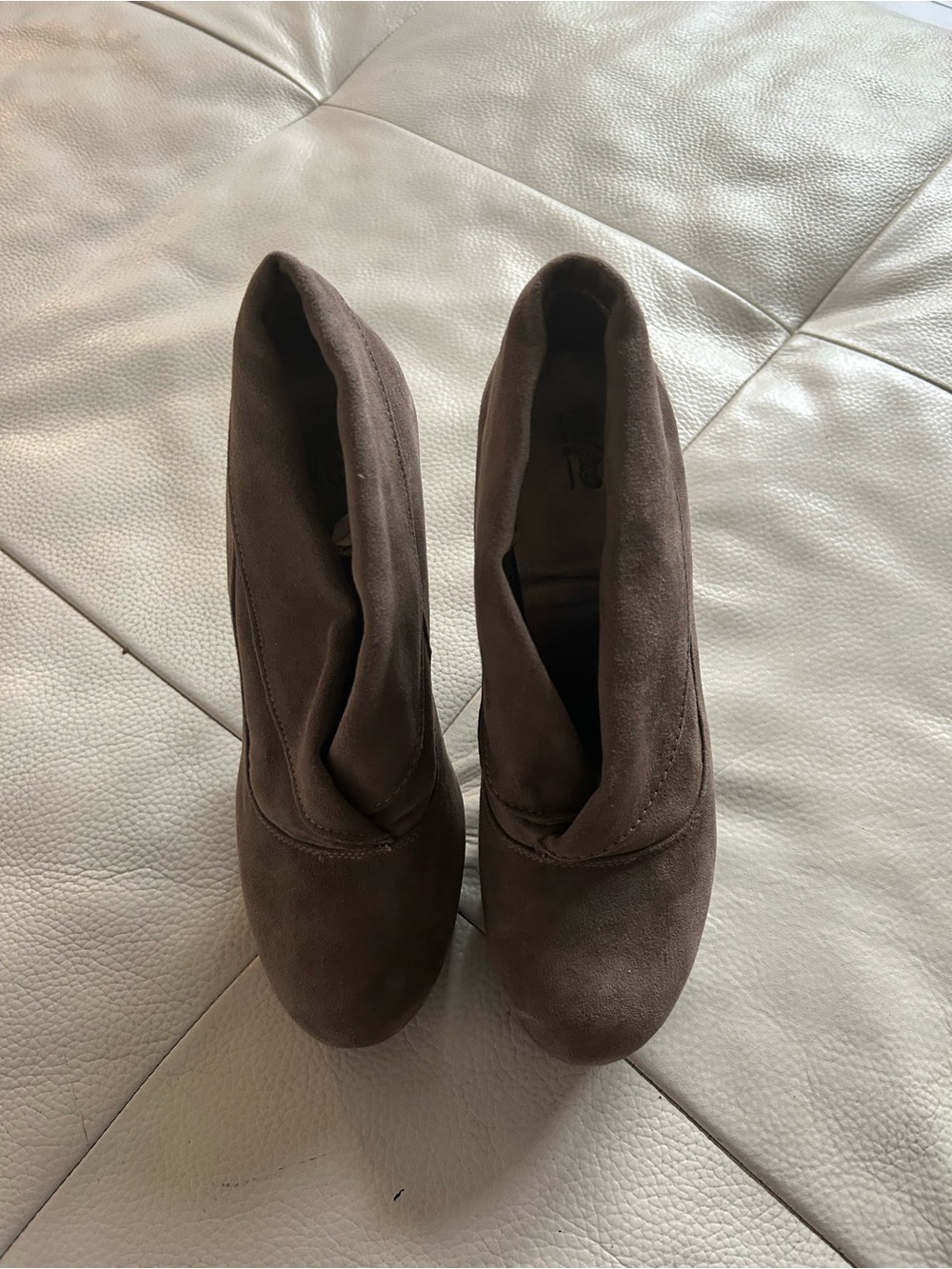 Massimo Dark Brown Suede Ankle Booties, Size 7 1/2